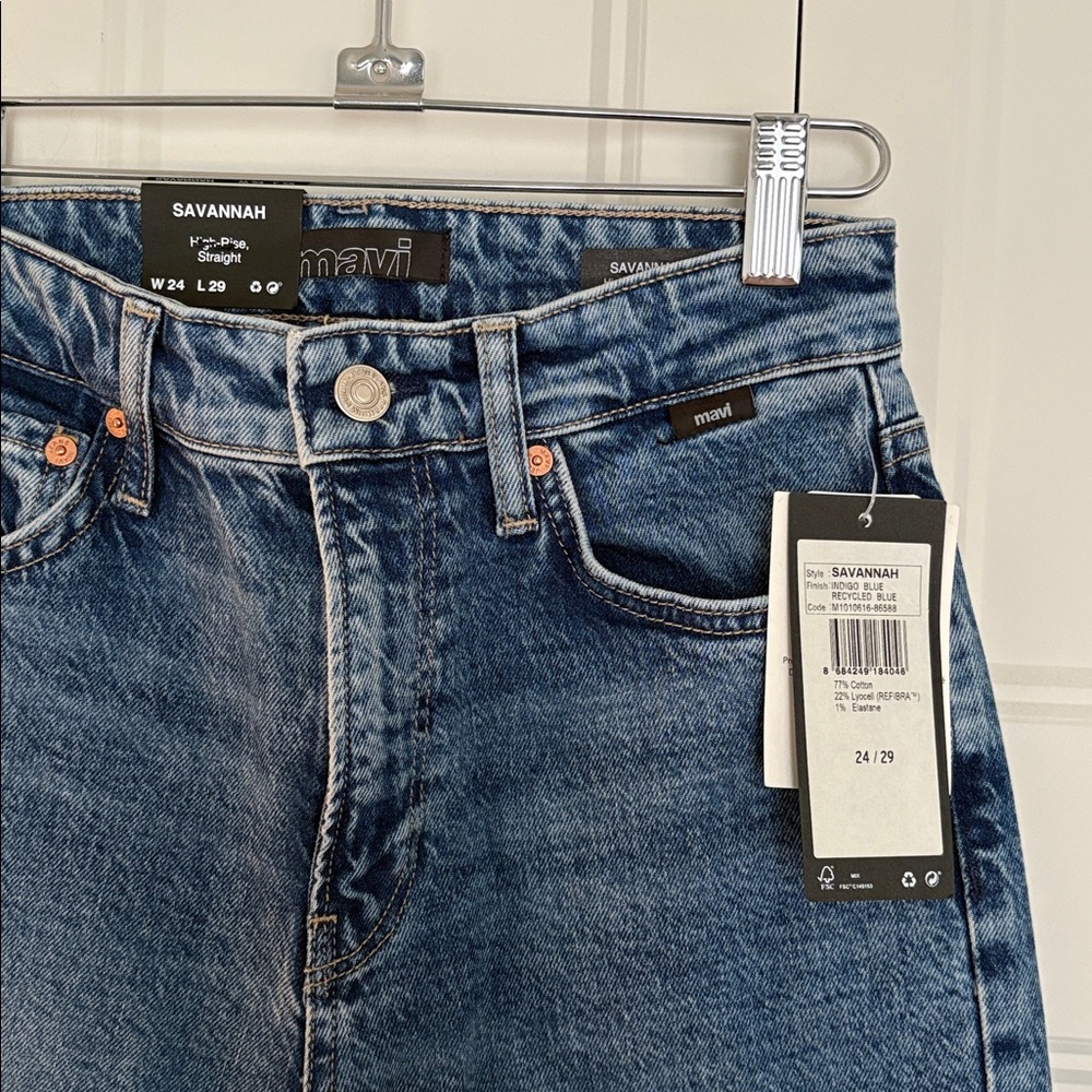 NWT Mavi Savannah High Rise Straight Blue Jeans W24 L29